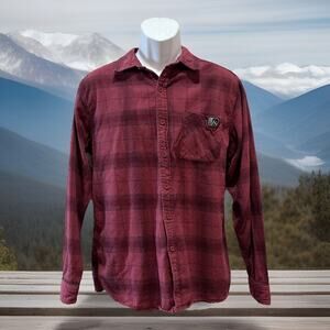 Fintech Men's Long Sleeve Button Up Red Shirt Size Large